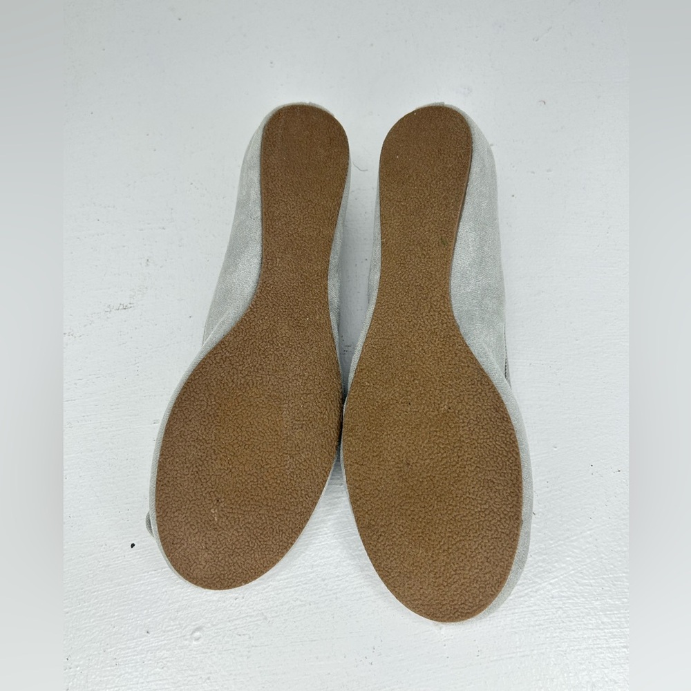 Talbots Blakely Cozy‎ Sueded Fabric Ballet Slippers Size 9 Gray Sherpa Lined - Picture 10 of 13